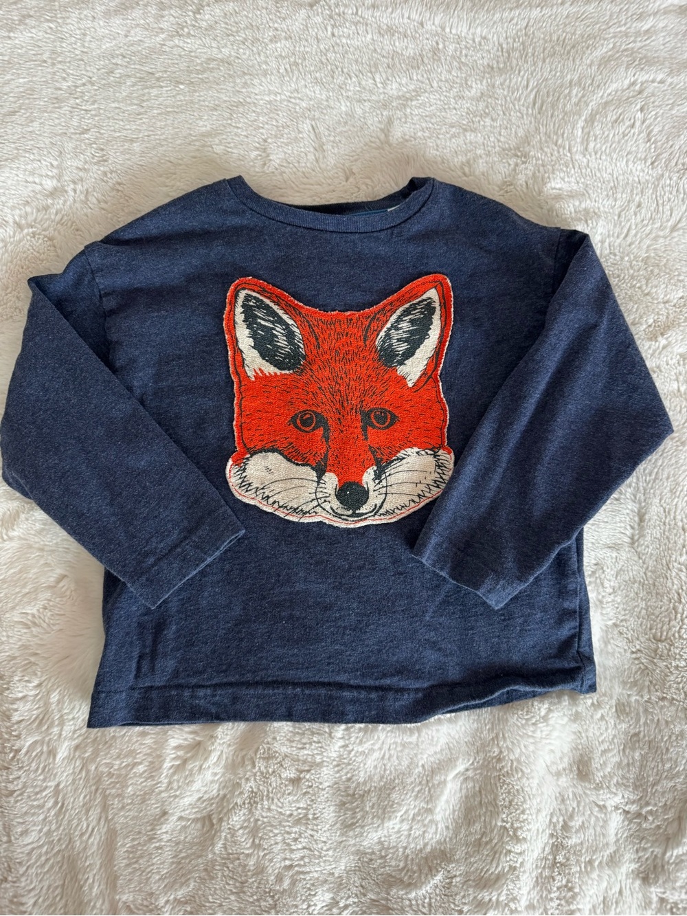 Mini Boden Navy Kids Fox Graphic Long-Sleeve Top